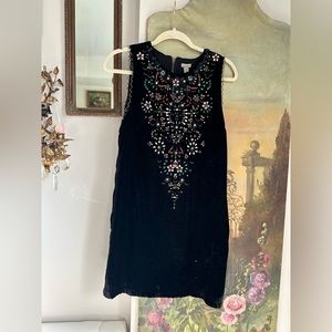 NWT Ecote Velvet Beaded Embroidered Embellished Cocktail Dress